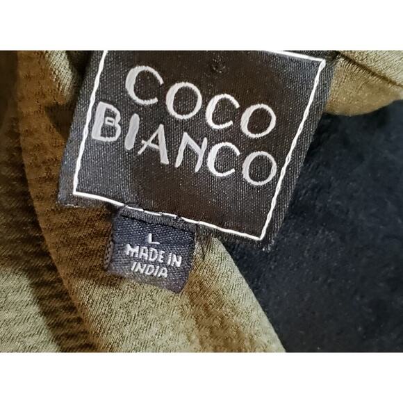 Coco Bianco Sweater Womens Large Green Long Sleeve Stretch Cowl Neck Side Zip - Picture 2 of 13